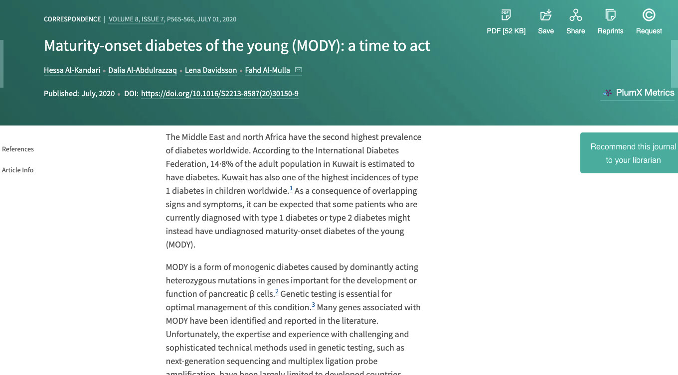 Maturity-onset diabetes of the young (MODY): a time to act